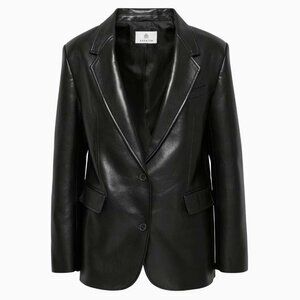 Aritzia Babaton Agency Blazer Vegan Leather, Black, Size XS